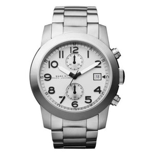 Marc Jacobs Larry Chronograph White Dial Silver Stainless Steel Strap Watch for Men - MBM5030