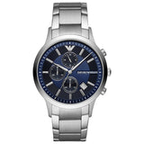 Emporio Armani Renato Chronograph Blue Dial Silver Steel Strap Watch For Men - AR11164