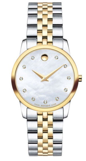 Movado Museum Classic Mother of Pearl Dial Two Tone Steel Strap Watch For Women - 0606613