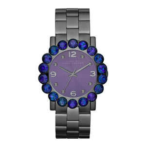 Marc Jacobs Amy Purple Dial Black Stainless Steel Strap Watch for Women - MBM3224