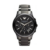 Emporio Armani Ceramica Chronograph  Black Dial Black Strap Watch For Men - AR1452