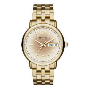 Marc Jacobs Fergus Gun Metal Grey Dial Gold Stainless Steel Strap Watch for Women - MBM3429