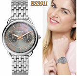 Fossil Tailor Black Mother of Pearl Dial Silver Steel Strap Watch for Women - ES3911