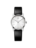 Calvin Klein City White Dial Black Leather Strap Watch For Men - K2G211C6