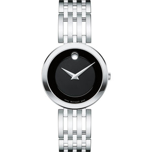 Movado Esperanza 28mm Black Dial Silver Steel Strap Watch For Women - 0607051