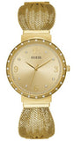 Guess Chiffon Gold Dial Gold Mesh Bracelet Watch For Women - W1083L2