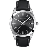 Tissot Gentleman Black Dial Black Leather Strap Watch For Men - T127.410.16.051.00