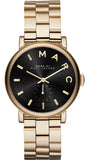 Marc Jacobs Baker Black Dial Gold Stainless Steel Strap Watch for Women - MBM3355