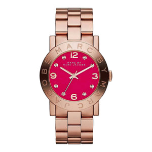 Marc Jacobs Amy Purple Dial Rose Gold Stainless Steel Strap Watch for Women - MBM8618