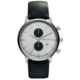 Emporio Armani Gianni White Dial Black Leather Strap Watch For Men - AR0385