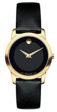 Movado Museum Classic Black Dial Black Leather Strap Watch For Women - 0606877