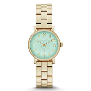 Marc Jacobs Baker Mint Green Dial Gold Stainless Steel Strap Watch for Women - MBM3284