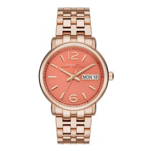 Marc Jacobs Fergus Orange Dial Rose Gold Stainless Steel Strap Watch for Women - MBM8648