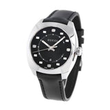 Gucci GG2570 Quartz Black Dial Black Leather Strap Watch For Men - YA142307