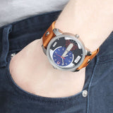 Diesel Mini Daddy Blue & Black Dial Brown Leather Strap Watch For Men - DZ7308