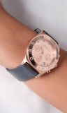 Marc Jacobs Blade Rose Gold Dial Black Leather Strap Watch for Women - MBM1188