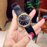 Marc Jacobs Mandy Black Dial Black Leather Strap Watch for Women - MJ1597