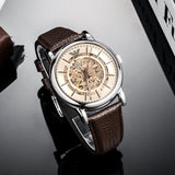 Emporio Armani Luigi Meccanico Brown Dial Brown Leather Strap 