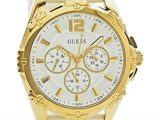 Guess Intrepid White Dial Two Tone Silicone Strap Watch For Women - W0325L2