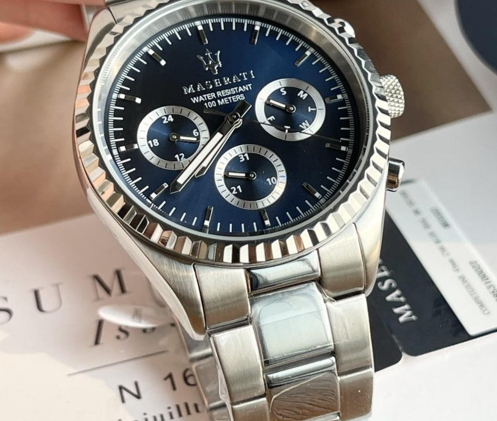Maserati Competizione Chronograph Quartz Watch For Men Blue Dial