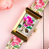 Gucci G-Frame Floral Mother of Pearl Dial White Leather Strap Watch For Women - YA147406