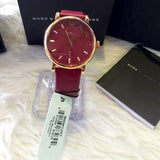 Marc Jacobs Baker Maroon Dial Maroon Leather Strap Watch for Women - MBM1267