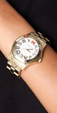 Marc Jacobs Rivera White Dial Yellow Gold Strap Watch for Women - MBM3137