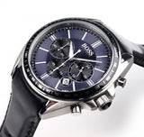 Hugo Boss Driver Sport Chronograph Blue Dial Black Leather Strap Watch for Men - 1513077