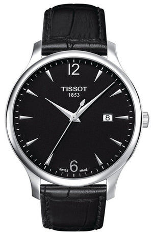 Tissot T Classic Tradition Black Dial Black Leather Strap Watch For Men - T063.610.16.057.00