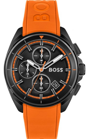 Hugo Boss Volane Black Dial Orange Silicone Strap Watch for Men - 1513957