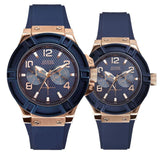 Guess Rigor Blue Dial Blue Silicone Strap Watch For Men - W0247G3