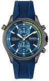 Hugo Boss Globetrotter Blue Dial Blue Silicone Strap Watch for Men - 1513821