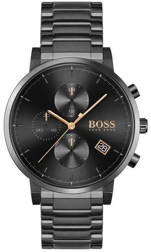 Hugo Boss Integrity Black Dial Black Steel Strap Watch for Men - 1513780