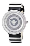 Versace V Metal Icon Silver Dial Black & Silver Strap Watch for Women - VLC010014