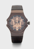 Maserati Potenza Brown Dial Brown Leather Strap Watch For Men - R8851108011