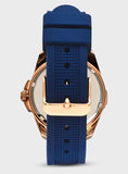 Guess Interpid White & Rose Gold Dial Blue Silicone Strap Watch For Women - W0325L8