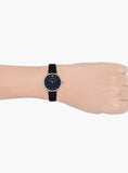 Emporio Armani Gianni T Bar Analog Blue Dial Black Leather Strap Watch For Women - AR1989