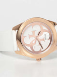 Guess G Twist White & Gold Dial White Silicone Strap Watch For Women - W0911L5