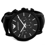 Emporio Armani Luigi Chronohraph Black Dial Black Leather Strap Watch For Men - AR1970