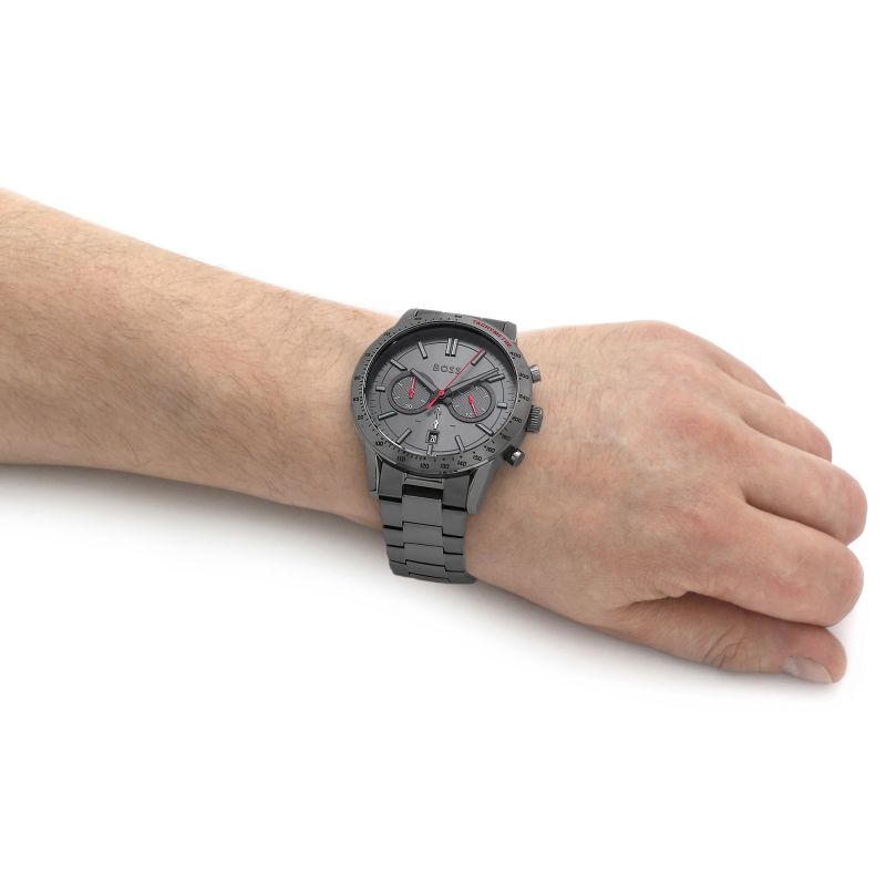 Hugo Boss Allure Chronograph Grey Dial Grey Steel Strap Watch for Men