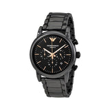 Emporio Armani Luigi Ceramic Chronograph Black Dial Black Strap Watch For Men - AR1509