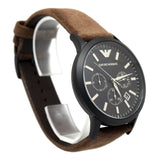 Emporio Armani Chronograph Black Dial Brown Leather Strap Watch For Men - AR11078