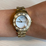 Marc Jacobs Blade White Dial Gold Stainless Steel Strap Watch for Women - MBM3050