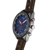 Tissot PRS 516 Chronograph Blue Dial Brown Leather Strap Watch For Men - T100.417.16.041.00