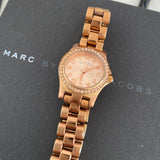 Marc Jacobs Henry Pink Dial Rose Gold Stainless Steel Strap Watch for Women - MBM3278