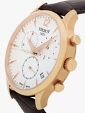 Tissot T Classic Tradition Chronograph White Dial Brown Leather Strap Watch For Men - T063.617.36.037.00