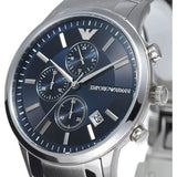 Emporio Armani Renato Chronograph Blue Dial Silver Steel Strap Watch For Men - AR11164