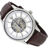 Emporio Armani Meccanico White Dial Brown Leather Strap Watch For Men - AR1946