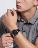 Emporio Armani Luigi Chronograph Black Dial Black Leather Watch For Men - AR1828