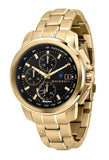 Maserati Successo Black Dial Gold Stainless Steel Watch For Men - R8873645002